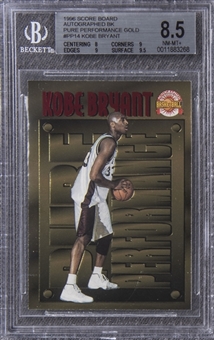 1996 Score Board Autographed Basketball #PP14 Kobe Bryant Pure Performance Gold Rookie Card - BGS NM-MT+ 8.5